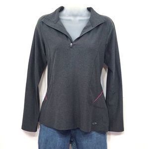 Champion Zipper Front Lightweight Pullover Jacket Quarter Zip Fold Down Collar